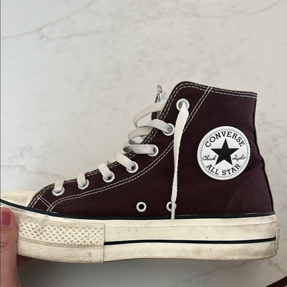Custom Chuck Taylor All Star Lift Platform By You Brown and White sz 8.5 - Picture 2 of 5